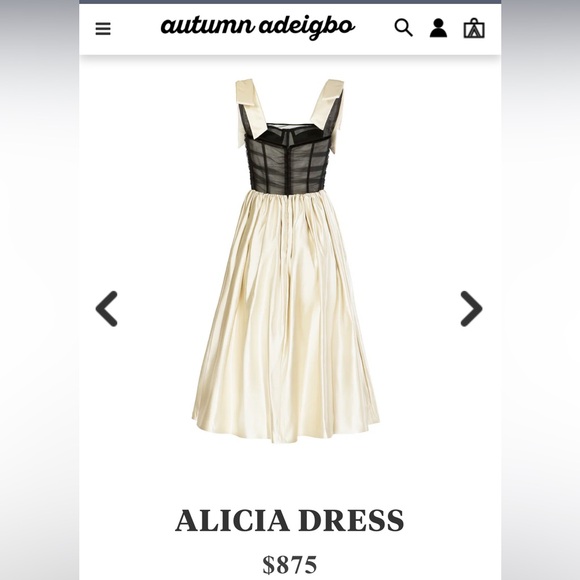 NWT - Autumn Adeigbo | Black and Cream Alicia Dress - Sz. 6 - Picture 6 of 11